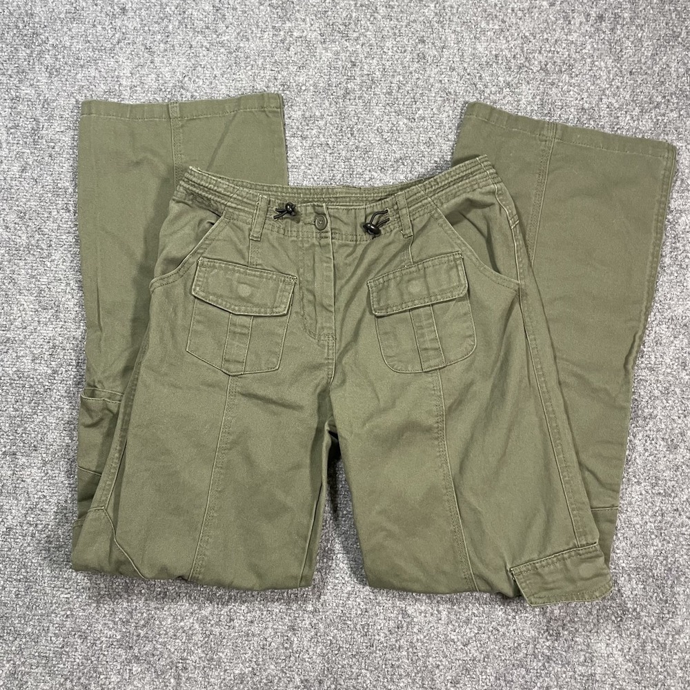 Brandy Melville Cargo Pants 27x30 Olive Green Flair Leg Adjustable Waist 28x30